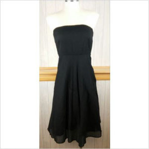 J Crew ~ Strapless Swiss Dot Black Picnic Dress w/ Netting